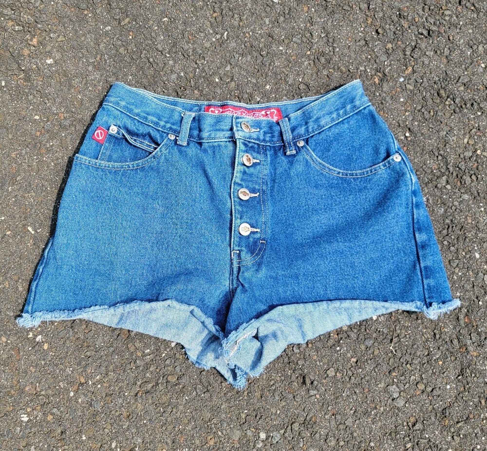 Vintage No Excuses High Waisted Denim Button Fly Cutoff Shorts Women's Junior